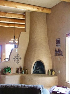 Kiva fireplace with Venetian plaster