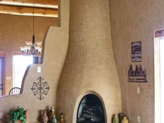 Kiva fireplace with Venetian plaster