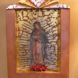 Virgin of Guadalupe Burnished Clay Retablo